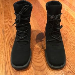 Stuart Weitzman Black All Weather Lace Up Booties